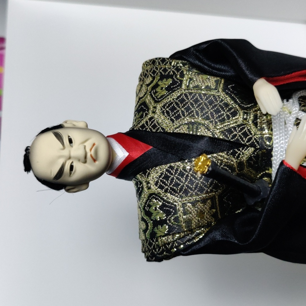NWT Japanese Samurai Doll Traditional Black Gold Warrior